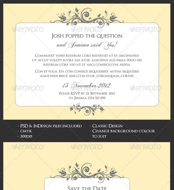 Classic Wedding or Engagement Invite and Save The Date