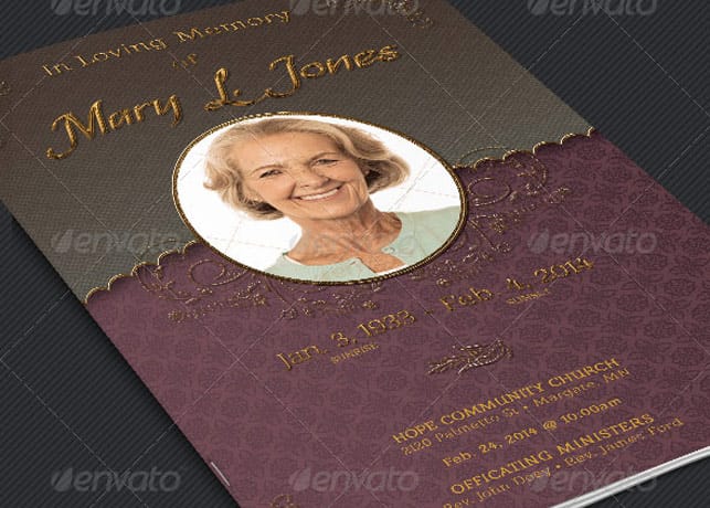 Vintage Funeral Service Program Template