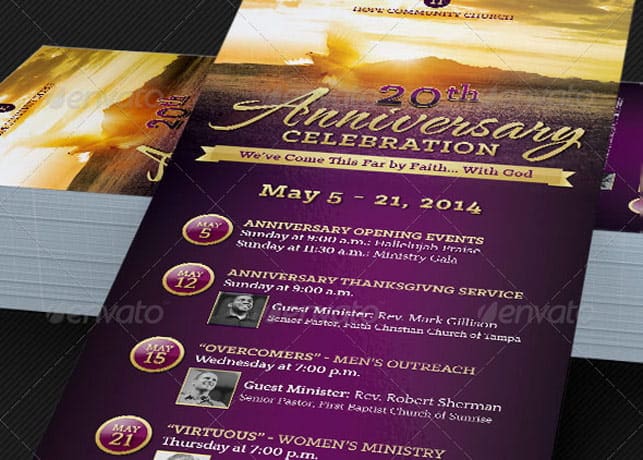 Church Anniversary Events Rack Card Template