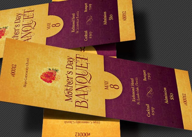 Mothers Day Gala Ticket Photoshop Template