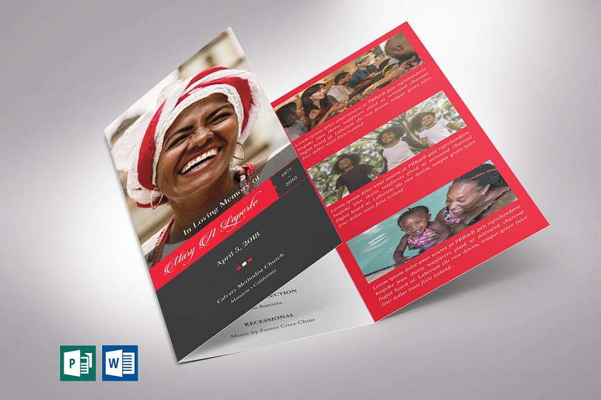 Remember Tri-fold Funeral Program Word Publisher Template