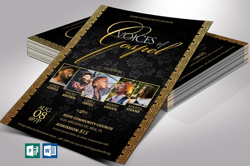 Gospel Concert Flyer Word Publisher Template