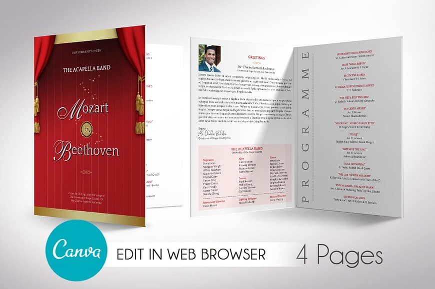 Musical Event Program Canva Large Template