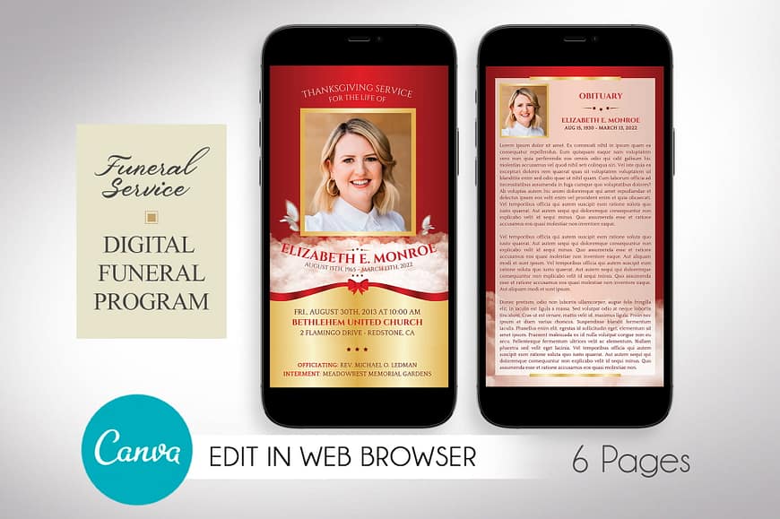 Digital Funeral Program Canva Template