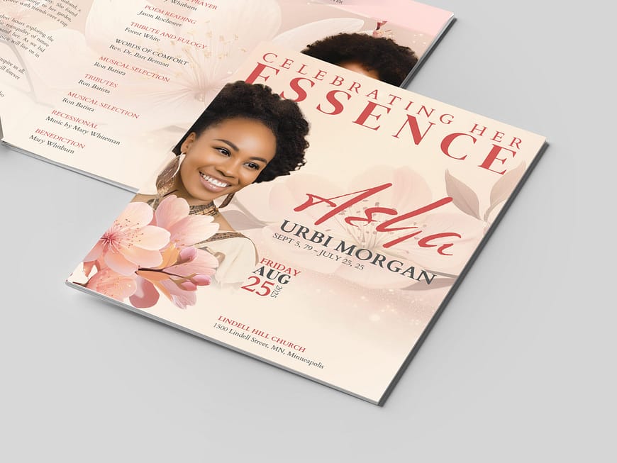 Beige Legal Funeral Program Canva Template